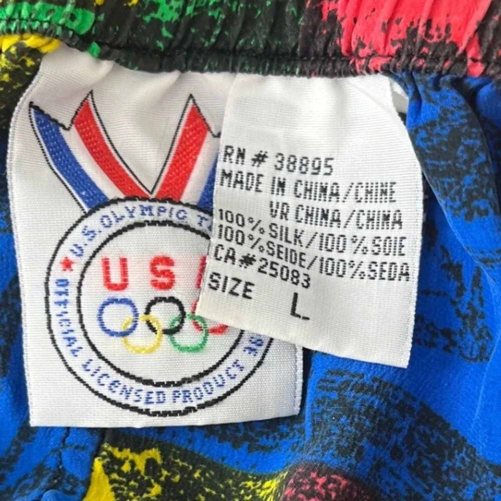 Vintage USA Olympic 90s Silk Shorts Large Atlanta 1996 Graphic silkies